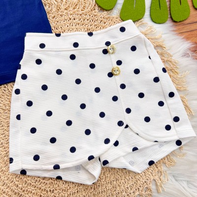 Conj. Blusa e Short Bolotinhas - Marinho e Off White